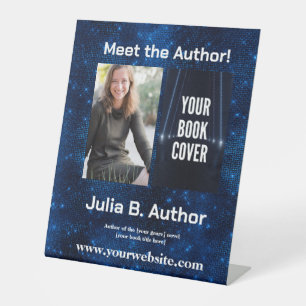 Blue Sci-Fi Author Book Signing or Book Launch Pedestal Sign