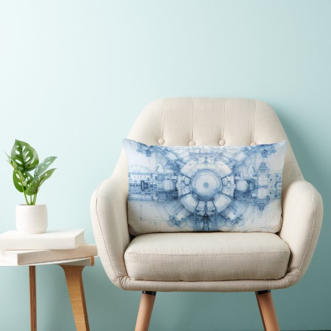 Blue Sci-Fi Space Base Lumbar Cushion (Chair)