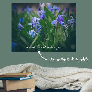 Blue scilla flowers in the spring garden poster