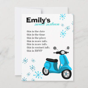 Blue Scooter Invitation
