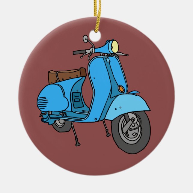 Blue scooter (Vespa) Ceramic Ornament (Front)