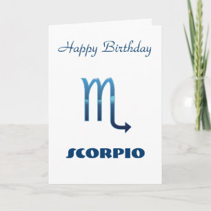 Blue Scorpio Zodiac Sign Birthday Card