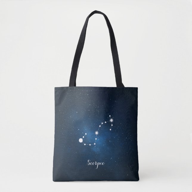 Blue Scorpio Zodiac Sign Constellation Tote Bag (Front)
