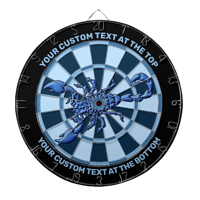 Blue Scorpion Dartboard with Custom Text (Front)
