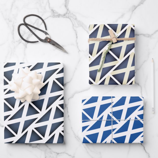 Blue Scottish country flag wrapping paper sheets (Front)
