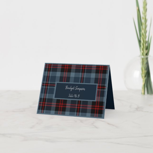 blue scottish country wedding guest seating card (Front)