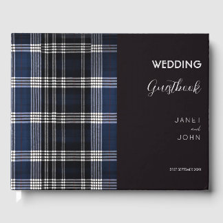Blue Scottish Tartan Wedding  Guest Book