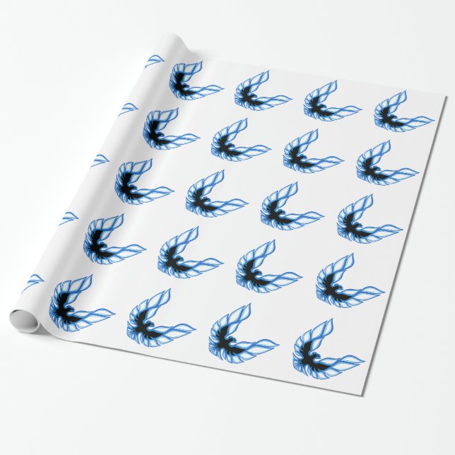 Blue Screaming Chicken Wrapping Paper Glossy (Unrolled)