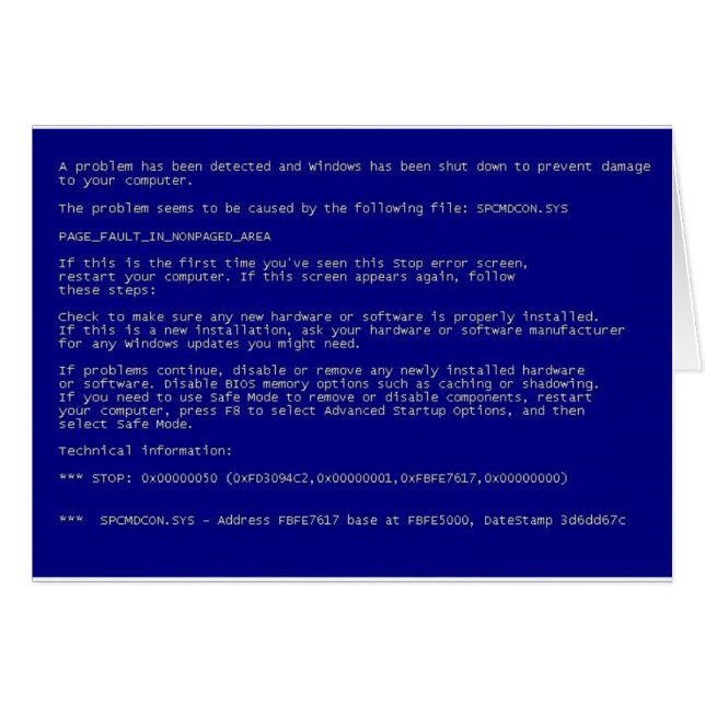 Blue Screen of Death (Front Horizontal)