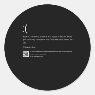 Blue Screen Of Death It Geek Halloween Party Diy C Classic Round Sticker