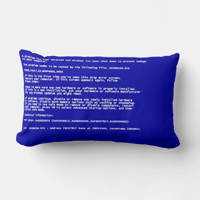 Blue Screen of Death Lumbar Cushion (Front)