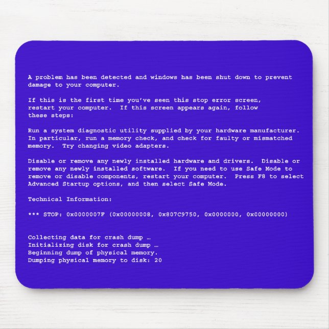 Blue Screen of Death Mouse Pad (Front)