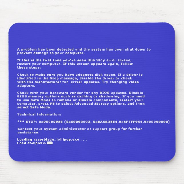 Blue Screen of Death Mouse Pad (Front)