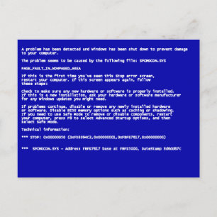 Blue Screen of Death Postcard