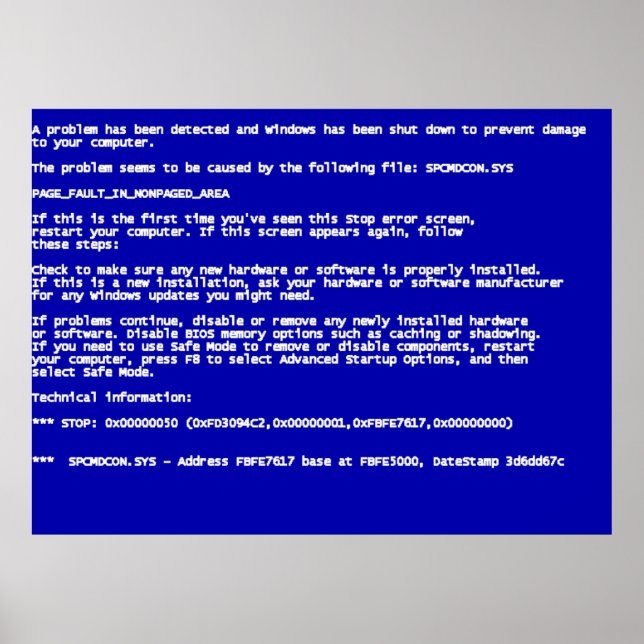 Blue Screen of Death Poster (Front)