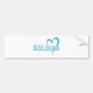 Blue Scribbled Heart - I Love My Soldier Bumper Sticker