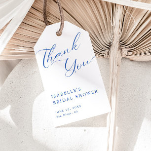 Blue Script Bridal Shower Thank You Gift Tags