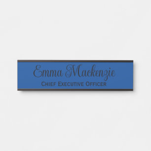 Blue Script Door Sign for Office