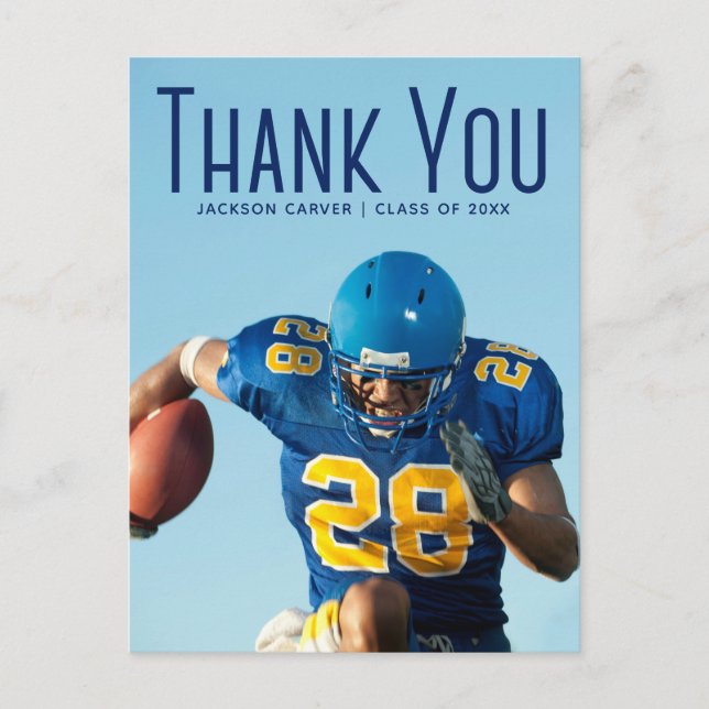 Blue Script Overlay Graduate Photo Thank You 2023 Postcard (Front)
