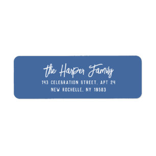 Blue Script Personalised Return Address Label