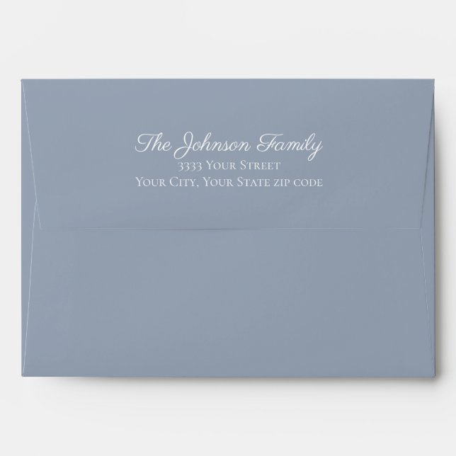 Blue Script Return Address Back Flap Mailing Envelope (Back (Top Flap))