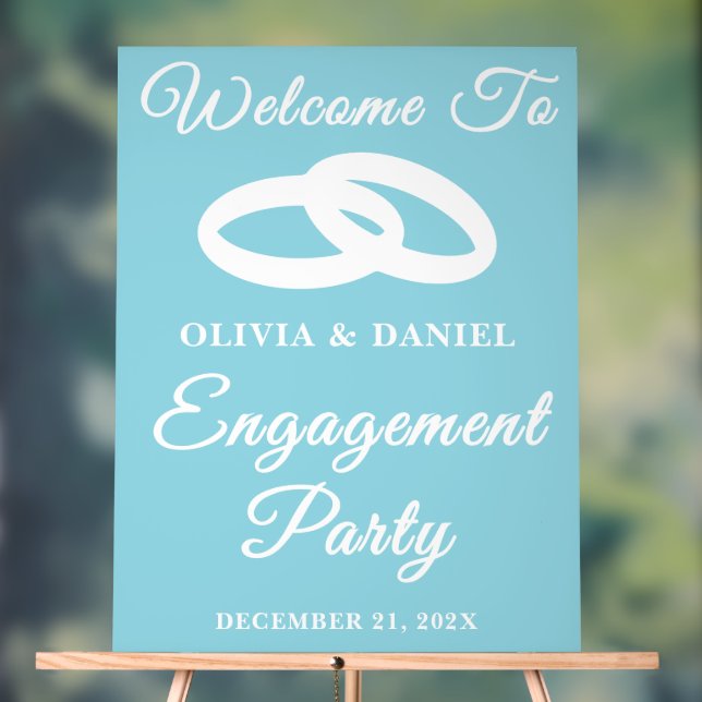 Blue Script Winter Engagement Party Welcome Acrylic Sign (Neutral)