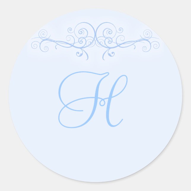 Blue Scroll   Wedding  Stickers (Front)