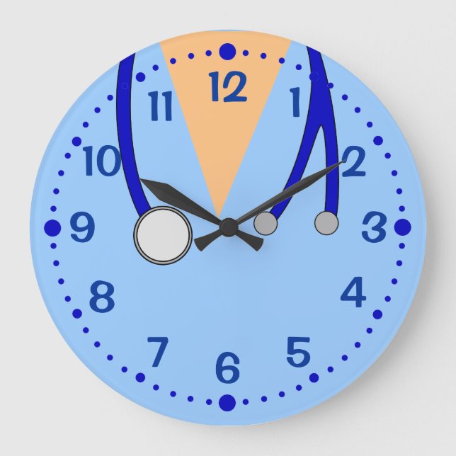 Blue Scrubs Fun Clock Doctors Surgeons w/ Minutes (Front)