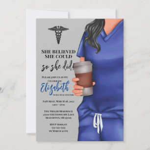 Blue Scrubs Nursing School Graduation Invitation