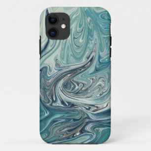 Blue Sea Abstract Painting iPhone 11 Case