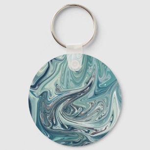Blue Sea Abstract Painting Key Ring