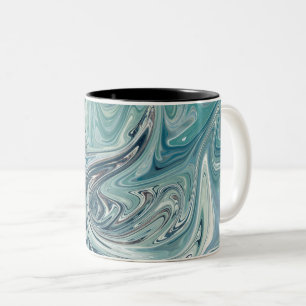Blue Sea Abstract Painting Two-Tone Coffee Mug