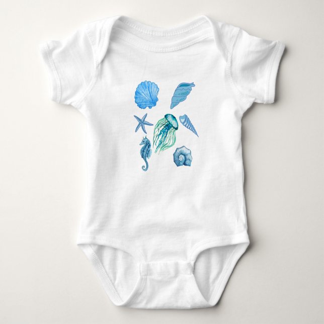 Blue Sea Art Baby Bodysuit (Front)