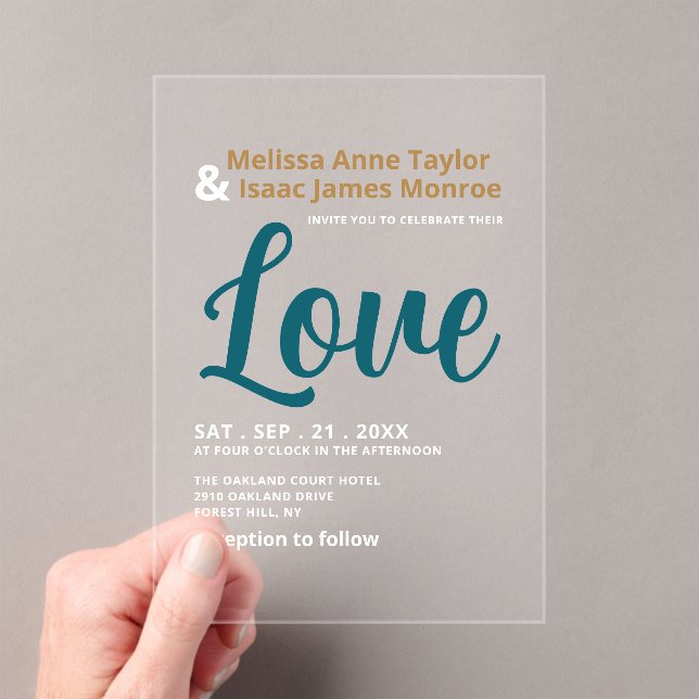 Blue Sea Beach Colour Wedding Acrylic Invitations (Insitu (Handheld))