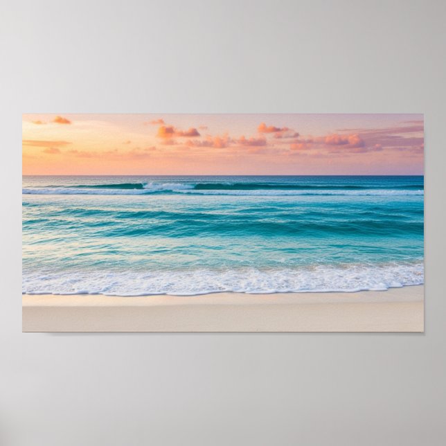 Blue Sea Beach Wall Art (Front)