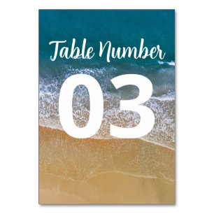 Blue Sea Beach Wedding Table Number