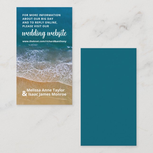 Blue Sea Beach Wedding Website Enclosure Card (Front/Back)