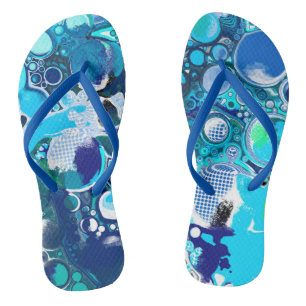 Blue Sea Bubbles Abstract Art Thongs