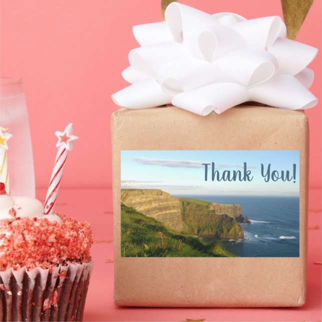 Blue Sea Cliffs and Sky Photo Thank You Sticker (Party)