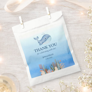Blue Sea Coral Reef Cute Whale Birthday Thank You Favour Bag