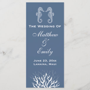 Blue Sea Coral Reef Sea horse Wedding Program