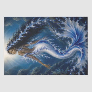 Blue Sea Dragon Mermaid Decoupage Paper Dark Ocean