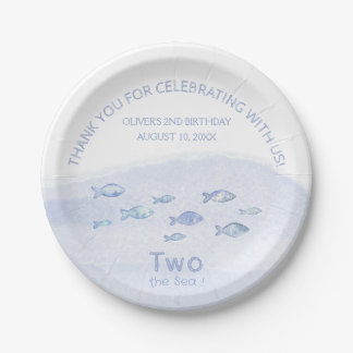Blue sea fish 2nd boy birthday party Paper Plate