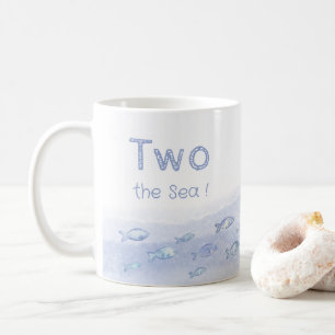 Blue sea fish boy's 2nd birthday mug