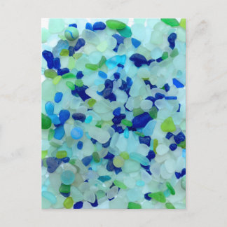 Blue sea glass beach glass art photo fun post card