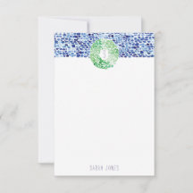 Blue Sea Glass Hand Painted Watercolor Stationery