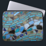 Blue Sea Glass Mosaic Laptop Sleeve<br><div class="desc">A turquoise blue mosaic with black,  blue,  light green,  gold,  grey,  and white coloured sea glass.</div>