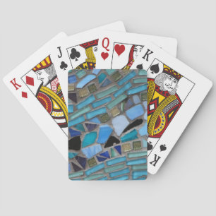 Blue Sea Glass Mosaic Playing Cards