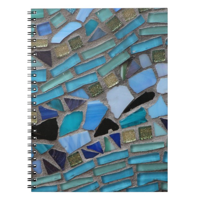 Blue Sea Glass Mosaic Spiral Notebook (Front)
