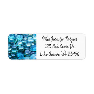 Blue Sea Glass Return Address Label